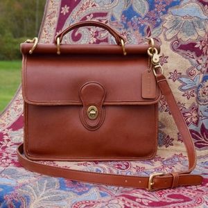 Vintage COACH Cognac Leather Willis Bag 9927 AS IS